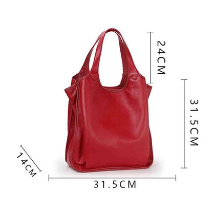 Women Genuine Leather Cowhide Shopper Bag High Grade Ladies Handbag