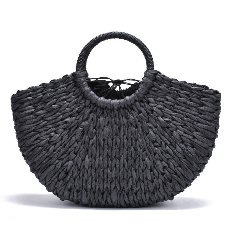 Handmade Bag Weaving Paper Straw Pouch Wrapped Beach Moon Shaped Bags Travelling