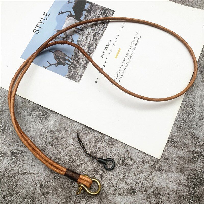 Mobile Phone Straps Cowhide Lanyards Key Leather Card Badge Neck Sling Band 50cm