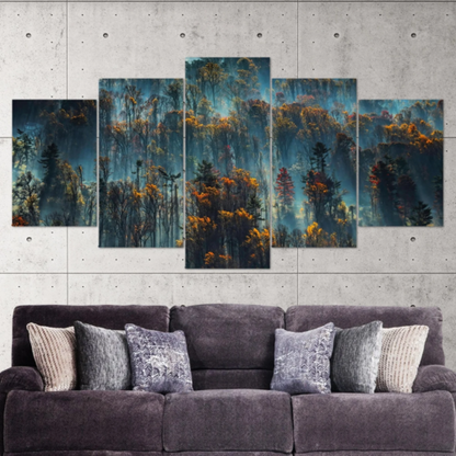 Foggy Forest Natural Landscape 5 Piece Canvas Print Wall Art Home Decor Cuadros