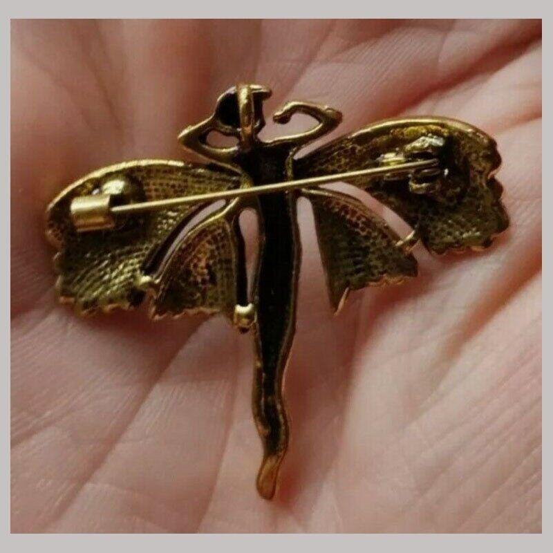 Vintage Art Nouveau Style Fairy Nymph Brooch Shawl Pin Pendant Jewellery Gift