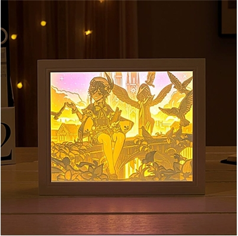 New Genshin Impact Hutao GanYu Paper Carving Lamp Touch Control Rechargeable