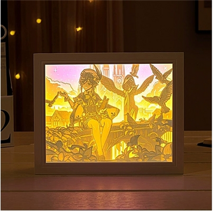 New Genshin Impact Hutao GanYu Paper Carving Lamp Touch Control Rechargeable