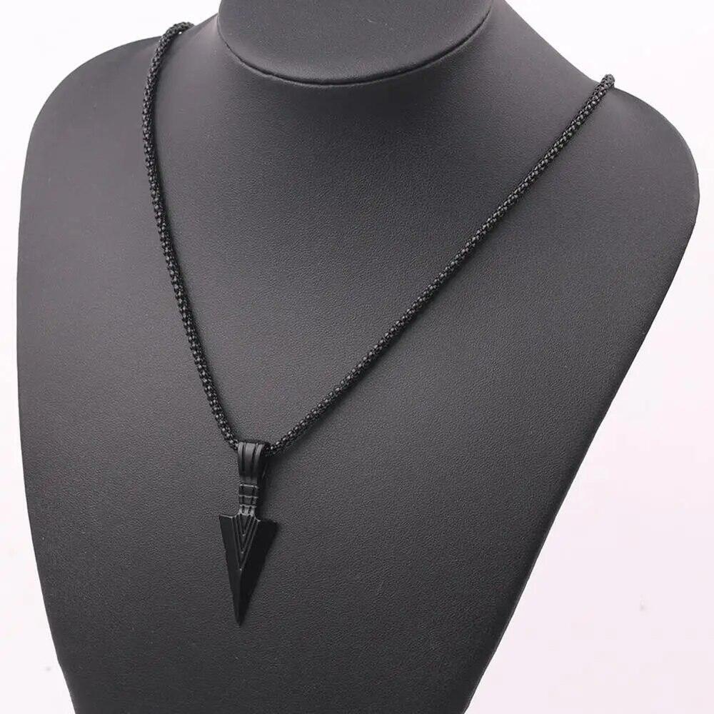 Stainless Steel Spear Arrowhead Arrow Head Pendant Chain Necklace For Men Boys