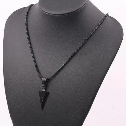Stainless Steel Spear Arrowhead Arrow Head Pendant Chain Necklace For Men Boys