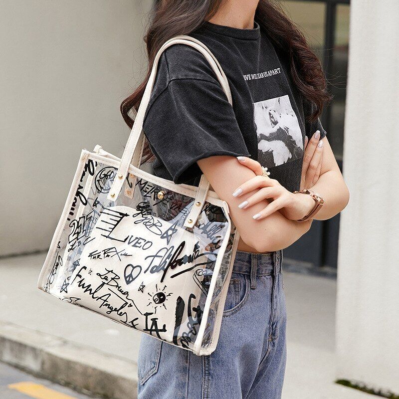 Transparent Composite Bag Leisure Letter One Shoulder Phone Large Capacity Bag