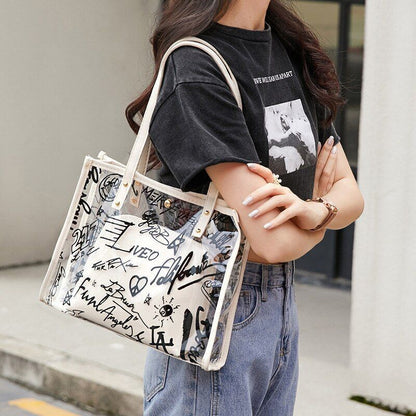 Transparent Composite Bag Leisure Letter One Shoulder Phone Large Capacity Bag