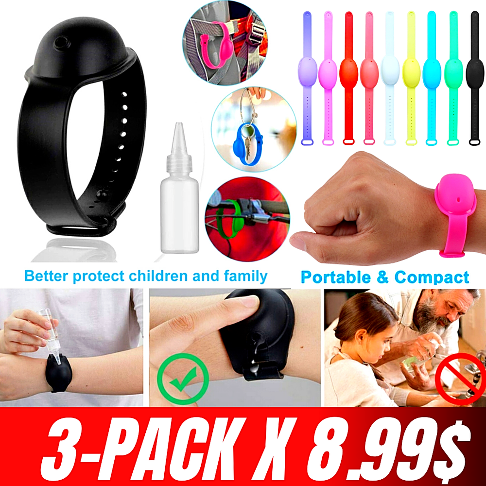 Portable Silicone Soap Bracelet Wristband Hand Dispenser Band Squeeze Bottles X3