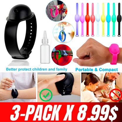 Portable Silicone Soap Bracelet Wristband Hand Dispenser Band Squeeze Bottles X3
