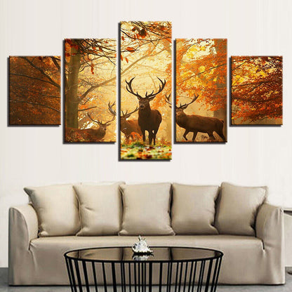 HD 5 collage red maple forest elk decorative painting oil painting