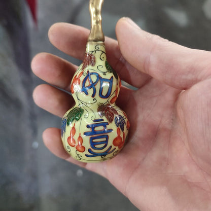 Chinese Porcelain Snuff Bottle Ceramics Yellow Gourd Statue Collect Painted Art