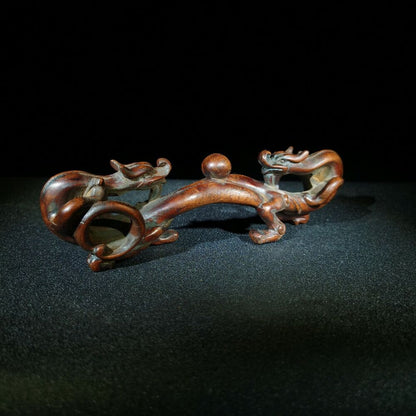 fine dragon statue antique wooden statue carvings decor penholder for desk study