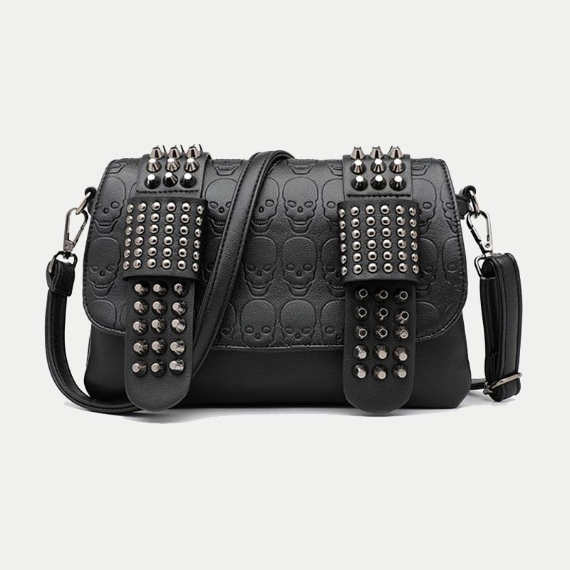 Shoulder Bag Skull Print Crossbody Polyester Tote Purse Big Handbag Flap Clutch