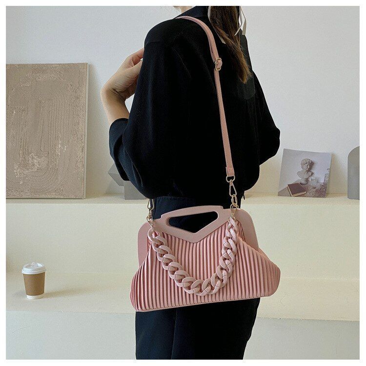 Acrylic Handbag Chain Shoulder Bag Synthetic Leather Crossbody Clutch 30*19*11CM