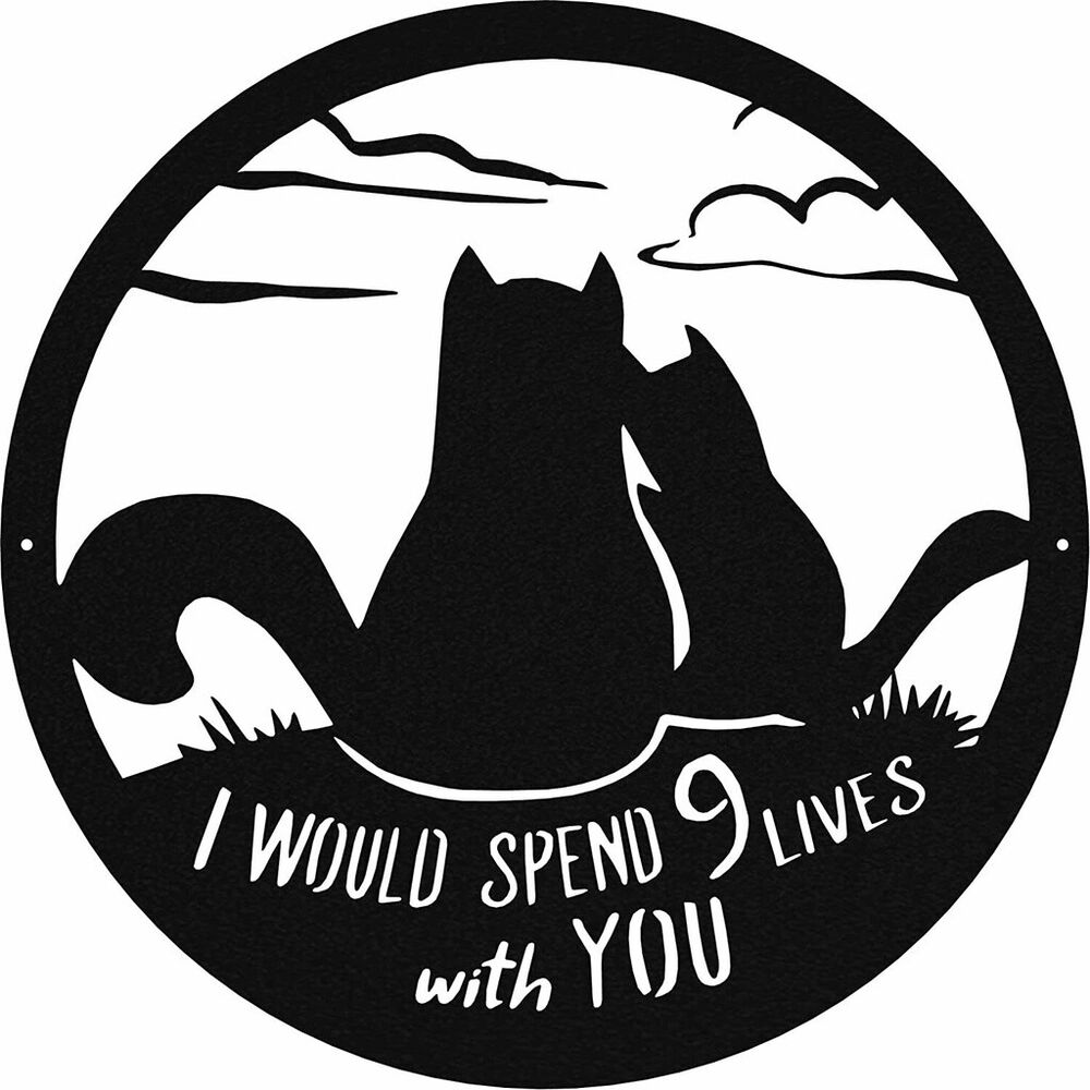 Metal Wall Art - Cat 9 Lives Crafts Metal Artwork Wall Stickers Shape Decoration