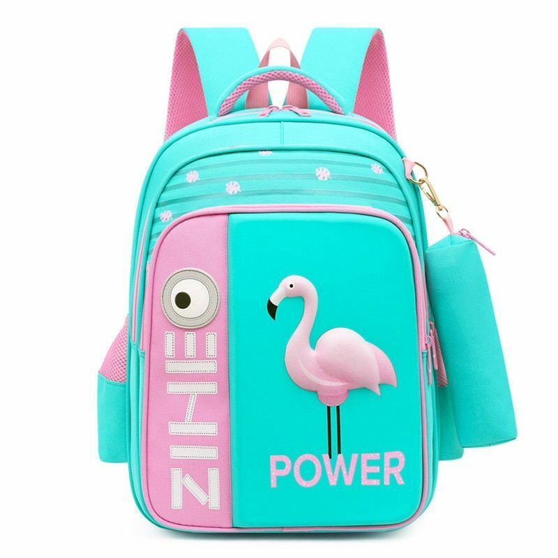 3D Flamingo Bags School Girls Boys Shark Backpack Orthopedic Grades 3-5 Zipper