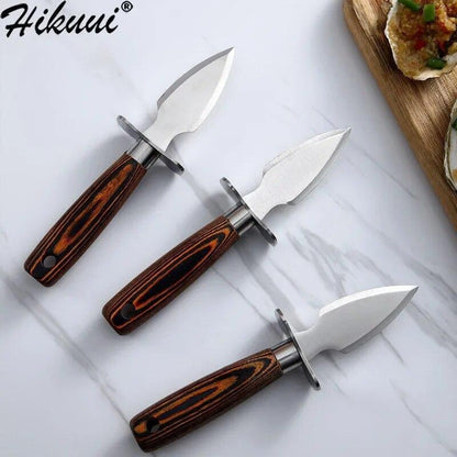 Oyster Shucking Knife Seafood Shellfish Clam Opener Kitchen Stainless Steel Wood