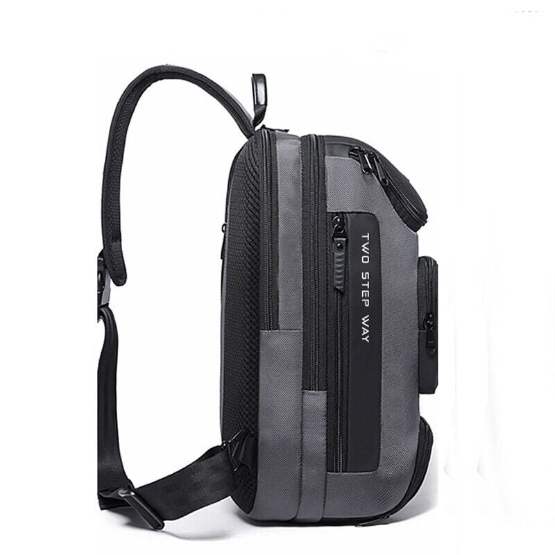 Men's Sling Backpack Oxford cloth Waterproo Crossbody Bags USB Charging Port