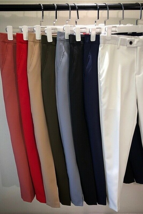 Business Pants Mens Dress Suit Ankle Length Man Office Trousers Men Clothes