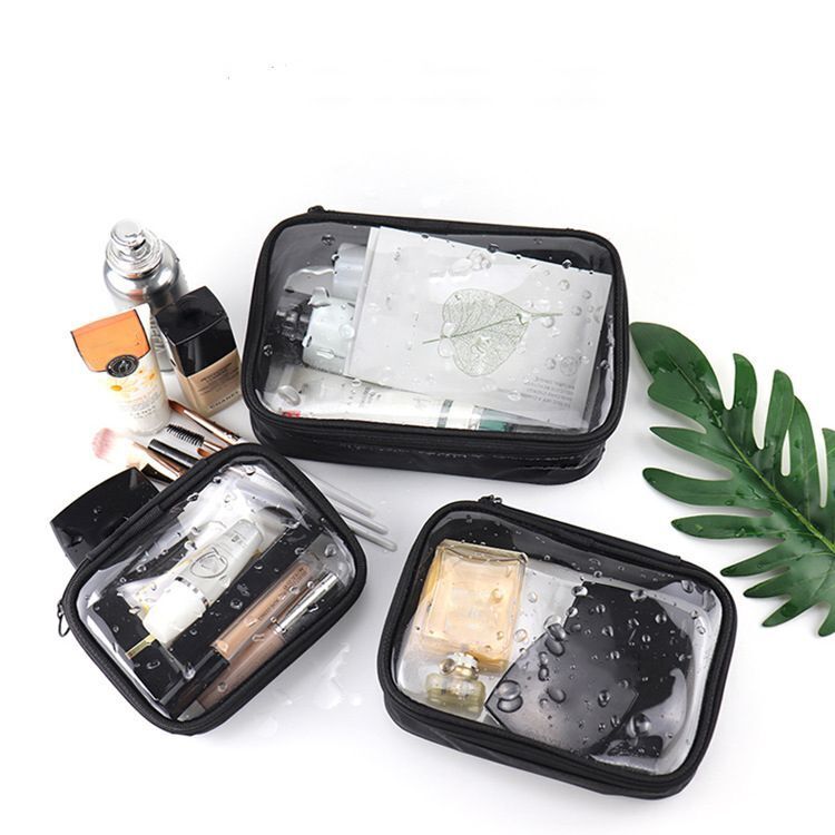 Waterproof Makeup Brush Case Black PVC Cosmetic Bag Traveling Storage 4*15*11 CM