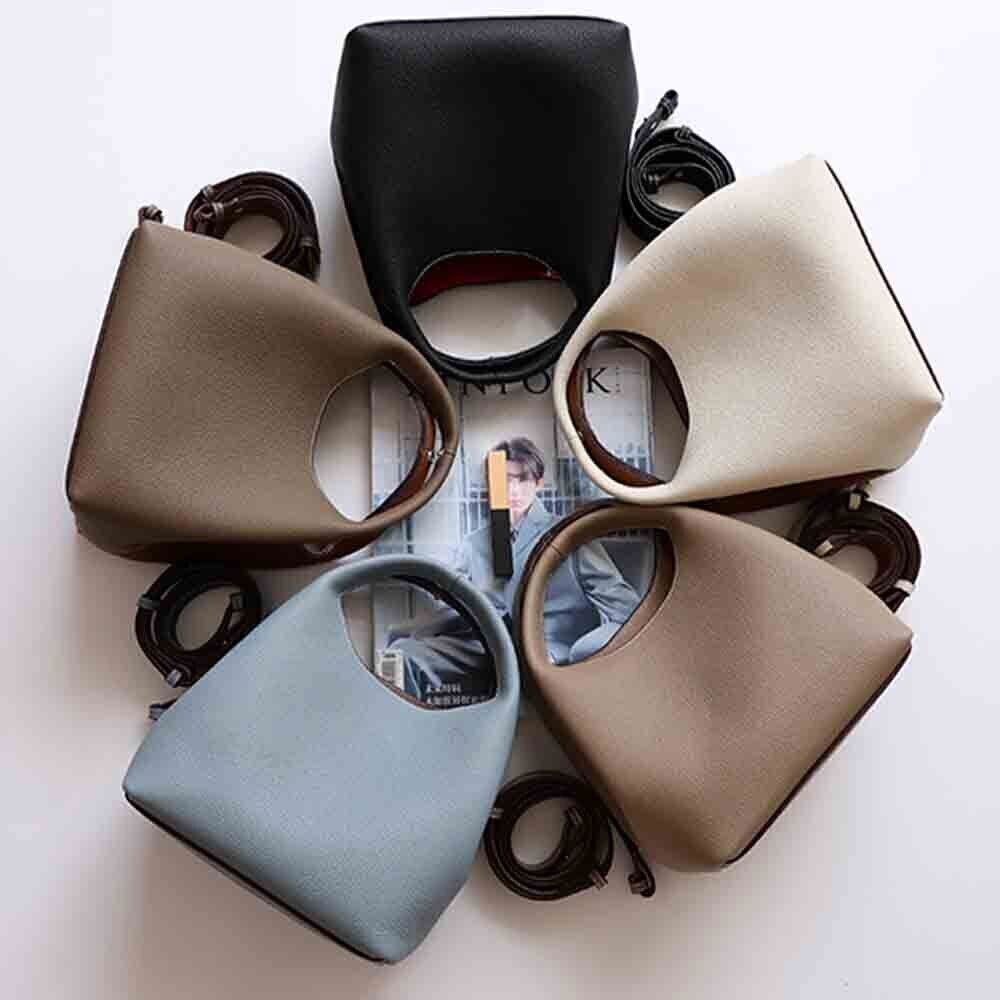 Patchwork Style Women Bucket Bag Texture Cowhide Bag High Grade Ladies Handbag