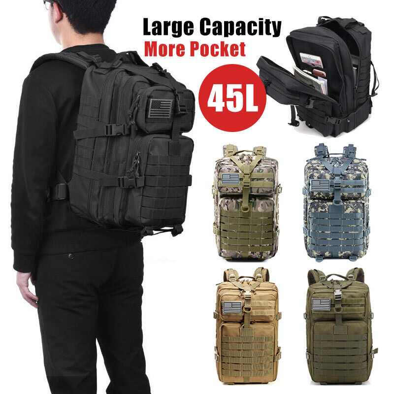 50L Capacity Man Military Tactical Backpacks Bug Out Bag Hiking Camping Hunting