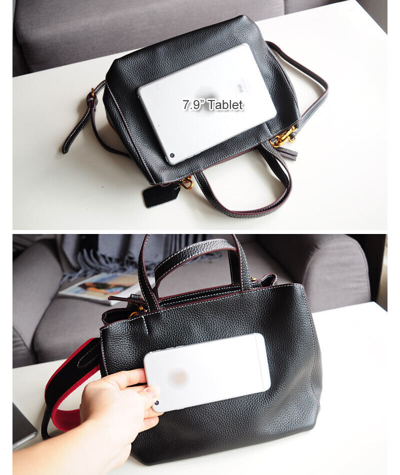 Soft Real Leather Small Handabg Shoulder Bag Tote Purse Crossbody w/ Long Strap