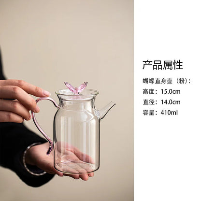 Glass Butterfly Cover Kettle Teapot Household Teapot -