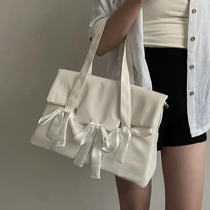 Laptop Bags Women Ladies Nylon Shoulder Bags Bow Shoppers