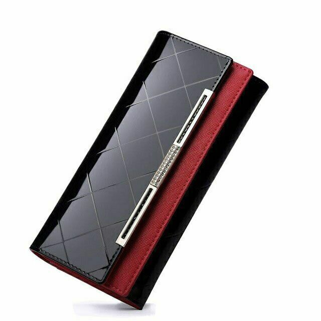 Women's Wallets Cash Clip Leather Billfold Handbag Ladies Purse Long Card Clamps