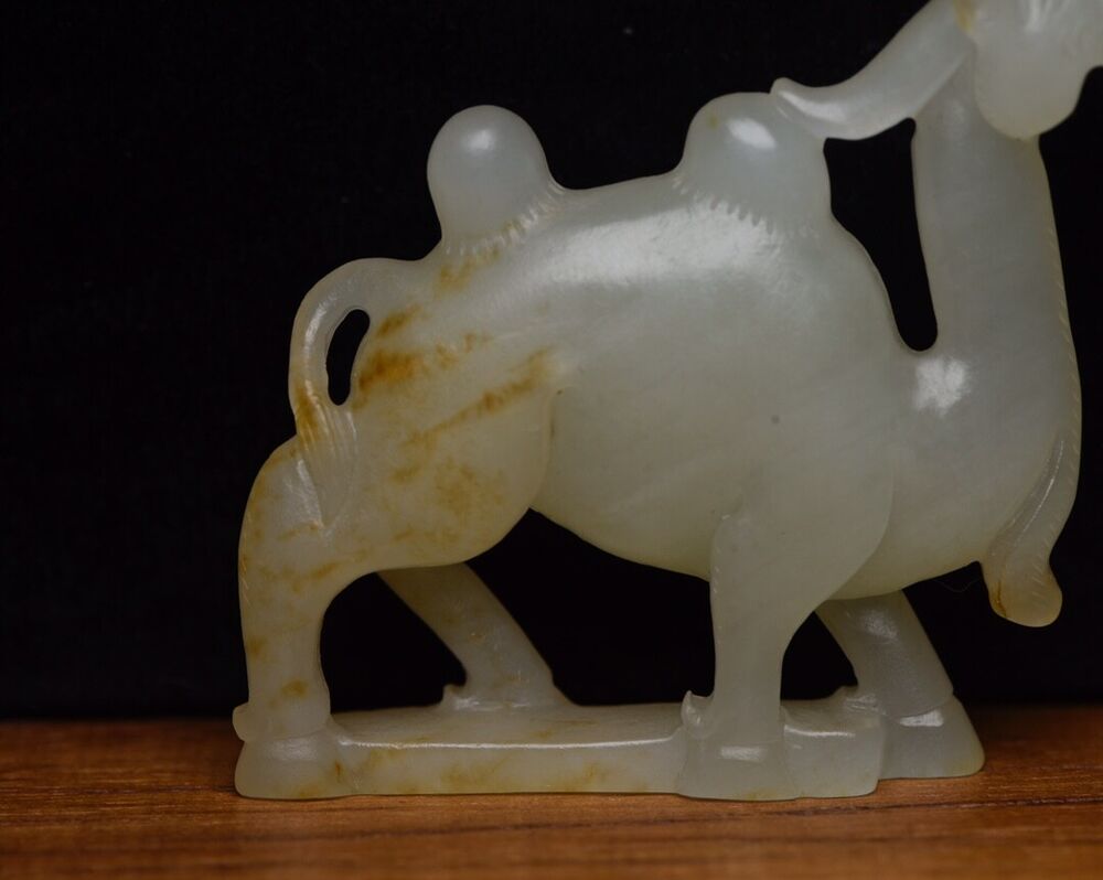Chinese Natural Hetian Jade Carved Sculpture Exquisite Camel Statue Figurine Art