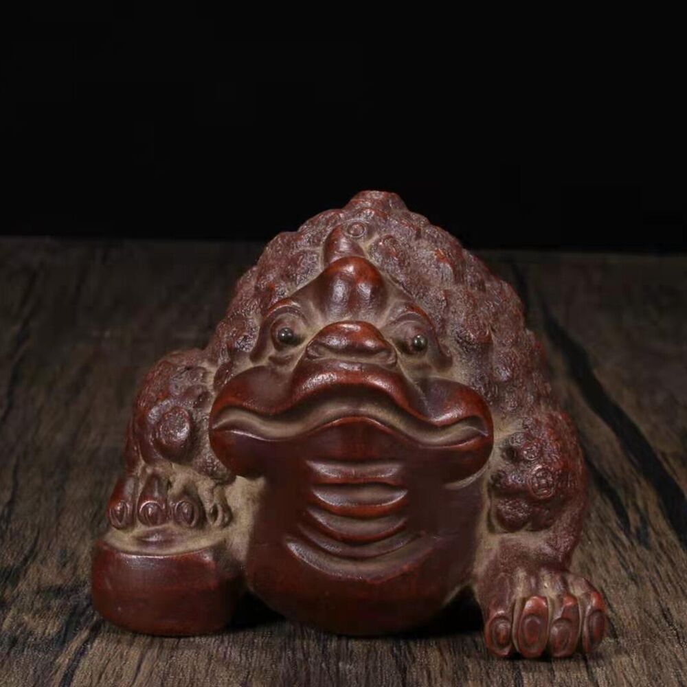 chinese tea pet Golden Toad sculpture zisha yixing money Three legged frog art