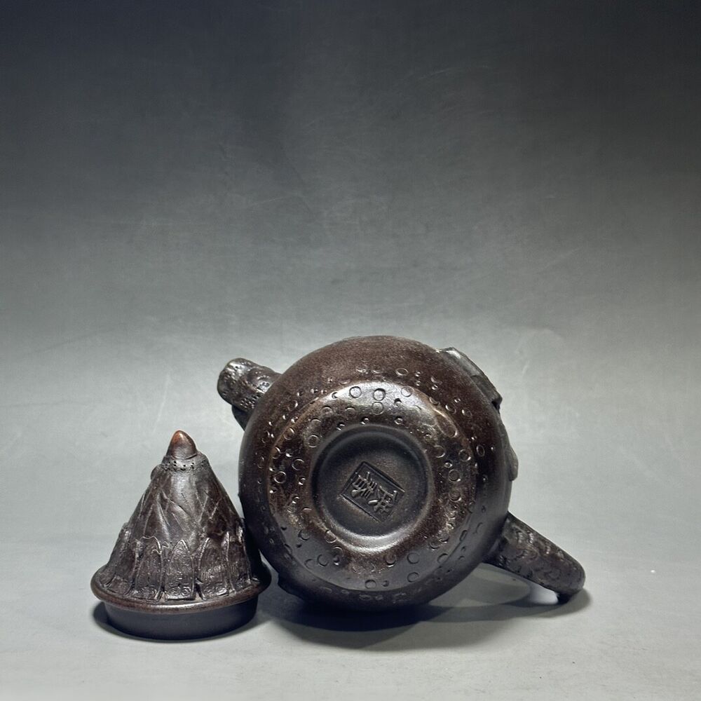 vintage chinese yixing purple clay teapot zisha ceremony carving Collectible art