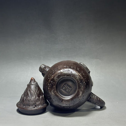vintage chinese yixing purple clay teapot zisha ceremony carving Collectible art