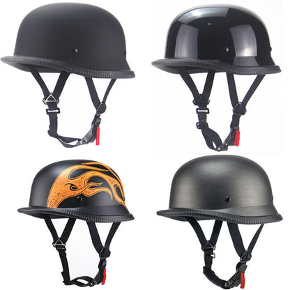 Vintage Motorcycle Helmet German Novelty Shiny Black Motorcycle Half Helmet