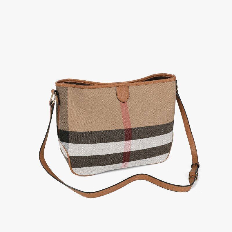 Canvas PU Women's Bags Plaid Totes Leather Handbags Canvas Women Shoulder Bags