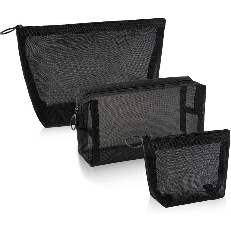 Transparent Mesh Makeup Case Organizer Storage Pouch Zipper Travel Cosmetic Bag