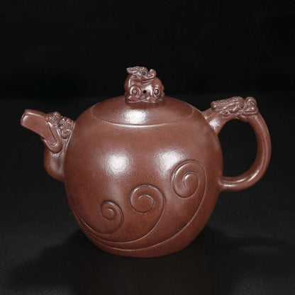 Chinese Yixing Purple Clay Teapot Zisha Ceramic Carving Dragon Teaware Collector