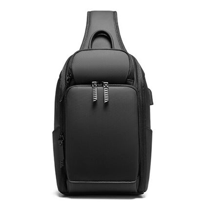 Men's Sling Backpack Oxford cloth Waterproof Crossbody Bag Outdoor Sport Bag USB