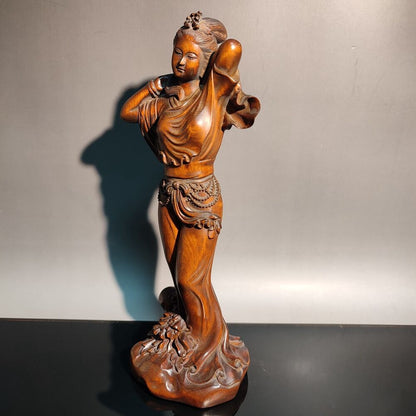 vintage christmas boxwood beauty figurine sexy Gift dance girl Dream carving art