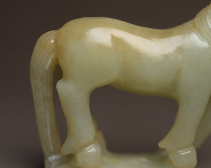 Chinese Antique Hetian Jade Hand Carving Horse Statue Sculpture Nice Art Work