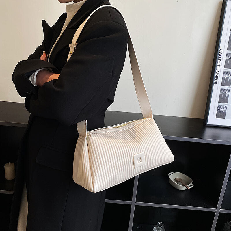 Shoulder Side Bags for Women PU Leather Small Bag Pleats Handbags and Purses