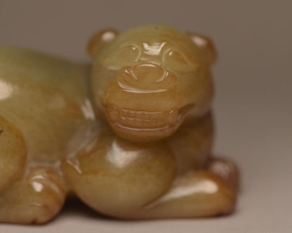 Old Chinese Natural Hetian Jade Carved Exquisite Beast Statue Sculpture Rare Art