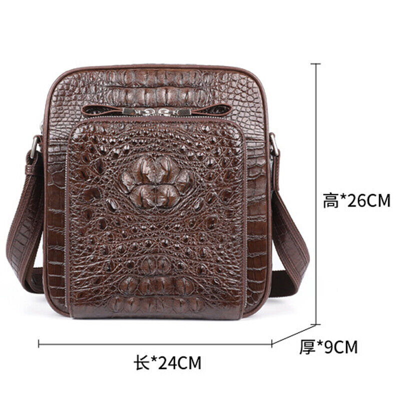 Handcrafted 100% Crocodile Skin Leather Shoulder bag Men's Multifunction handbag