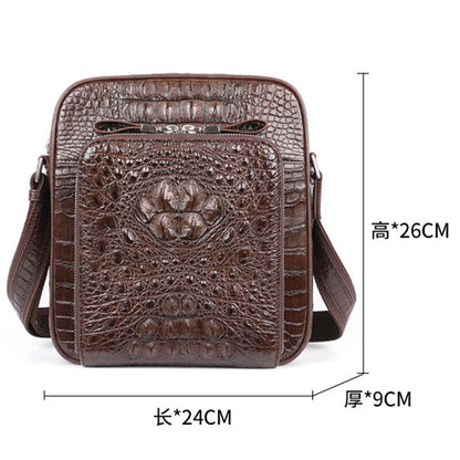 Handcrafted 100% Crocodile Skin Leather Shoulder bag Men's Multifunction handbag