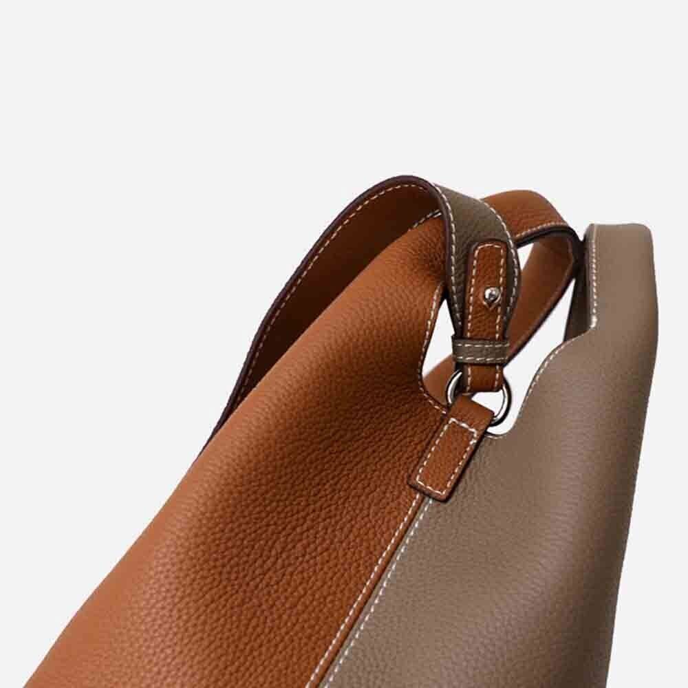 Patchwork Style Women Bucket Bag Texture Cowhide Bag High Grade Ladies Handbag