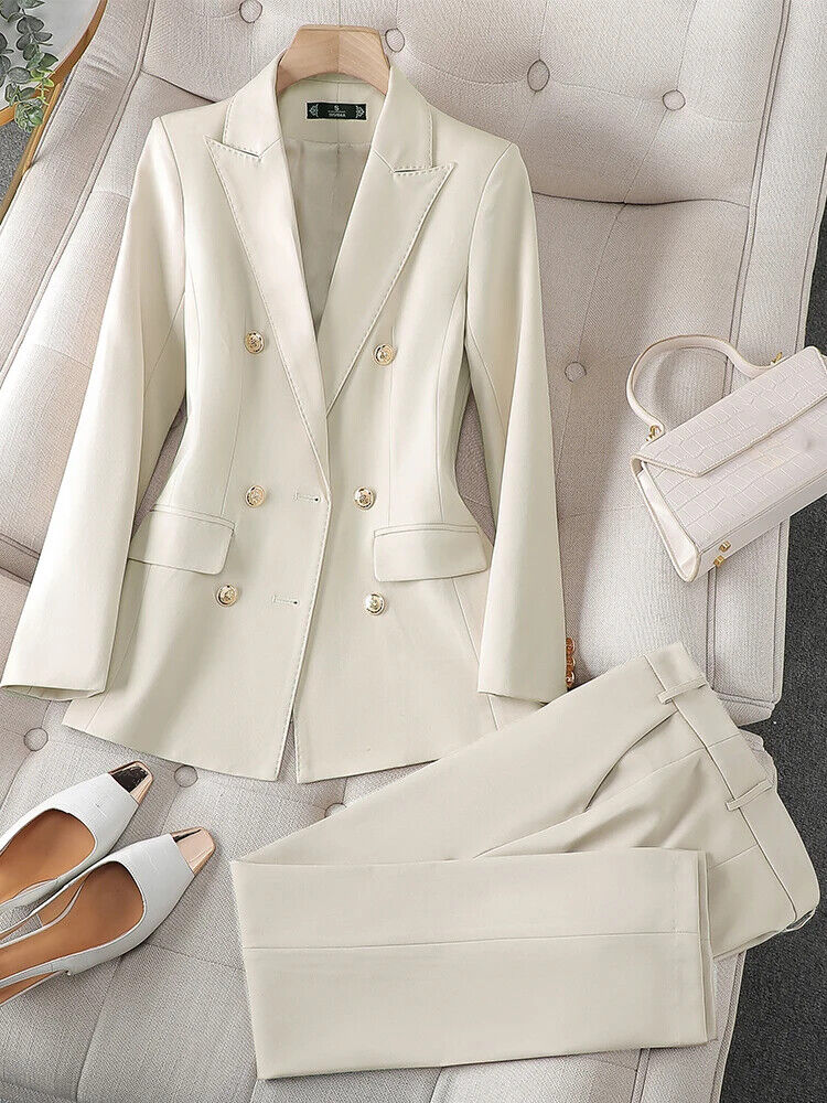 Ladies Pant Suit Women Business Blazer Jacket and Trouser Formal 2 Piece Sets