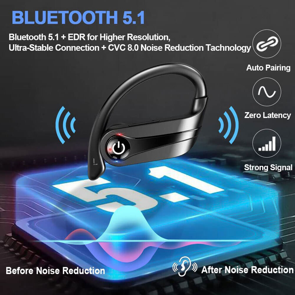 Bluetooth 5.1 Headset TWS Wireless Earphones Earbuds Stereo Headphones Ear Hook