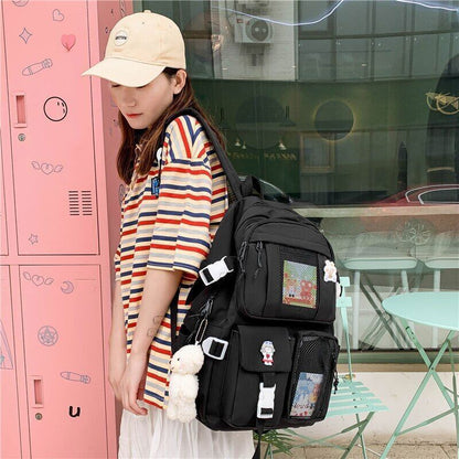 Student Backpacks Women Black School Bags Oxford Bookbags Backpack