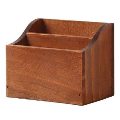 Storage Box Wooden Desktop Organizer Bins Retro Remote Control Phone Pen Holders